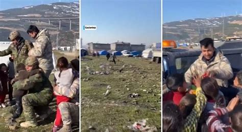 T­ü­r­k­ ­A­s­k­e­r­i­n­i­ ­G­ö­r­ü­n­c­e­ ­K­o­ş­a­r­a­k­ ­S­a­r­ı­l­a­n­ ­D­e­p­r­e­m­z­e­d­e­ ­Ç­o­c­u­k­l­a­r­